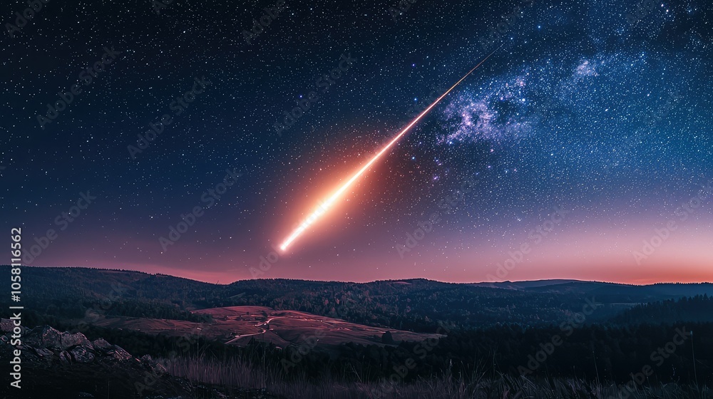 Rocket Ascending into the Starry Night Sky Rocket Ascending into the Starry Night Sky