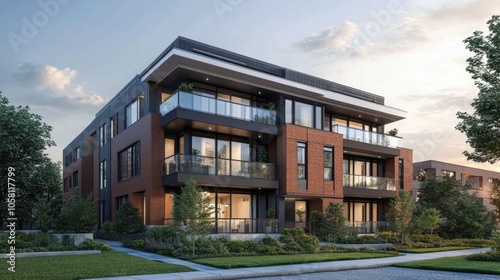Wallpaper Mural Modern Two-Storey House 3D Visualization Torontodigital.ca