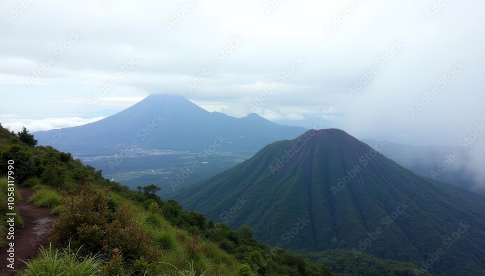 Majestic mountain peaks under a cloudy sky Majestic mountain peaks under a cloudy sky