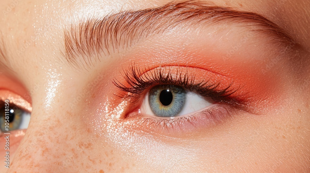 Obraz premium Vibrant Eye Makeup with Warm Tones and Natural Skin