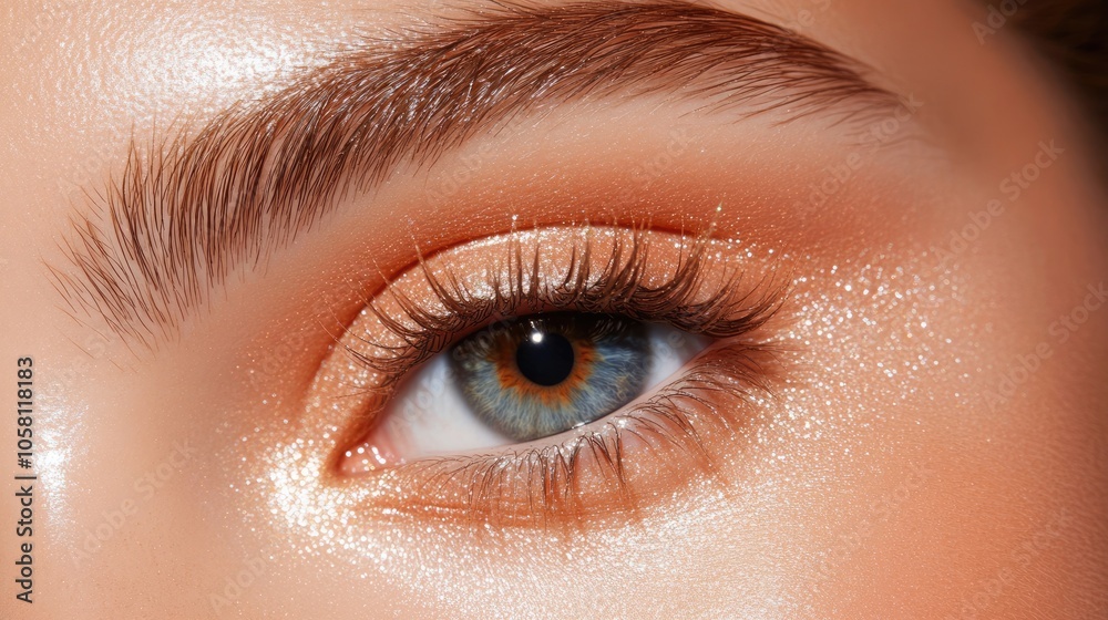 Close-Up of Beautiful Eye with Glittery Makeup Close-Up of Beautiful Eye with Glittery Makeup