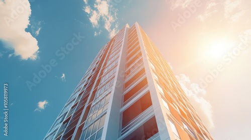 Modern 3D Rendering of High-Rise Building Exterior