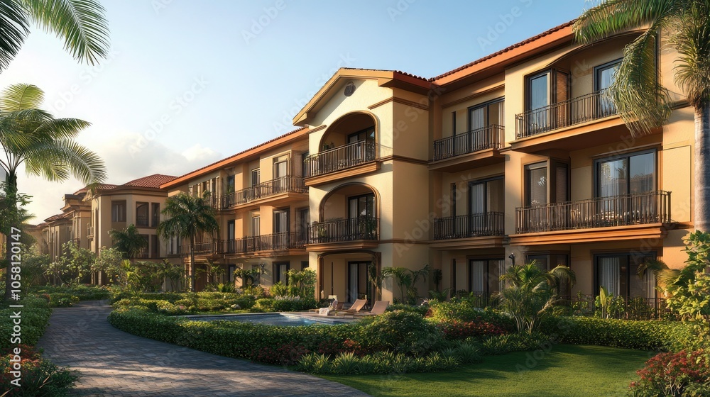 Obraz premium Elegant 3D Illustration of Modern Block of Flats