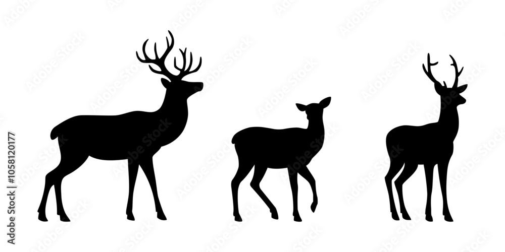 Jeleń - sylwetki na białym tle. Ilustracja wektorowa. Jeleń - sylwetki na białym tle. Ilustracja wektorowa.