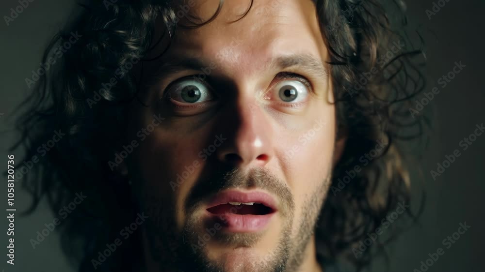 Close-up portrait, slow zoom in: a man's expressive reaction of intense surprise with wide eyes and parted lips. Moody lighting. Raw emotional capture.
Close-up portrait, slow zoom in: a man's expressive reaction of intense surprise with wide eyes and parted lips. Moody lighting. Raw emotional capture.