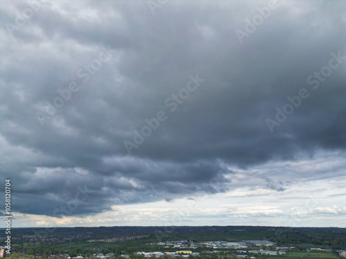 Aerial View of Central Stock-on-Trent City of England, United Kingdom. Aerial Footage Was Captured with Drone's Camera During Mostly Cloudy Day of May 4th, 2024