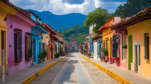 Beautiful streets and colorful facades of San Cristobal de las Casas in Chiapas, Mexico.