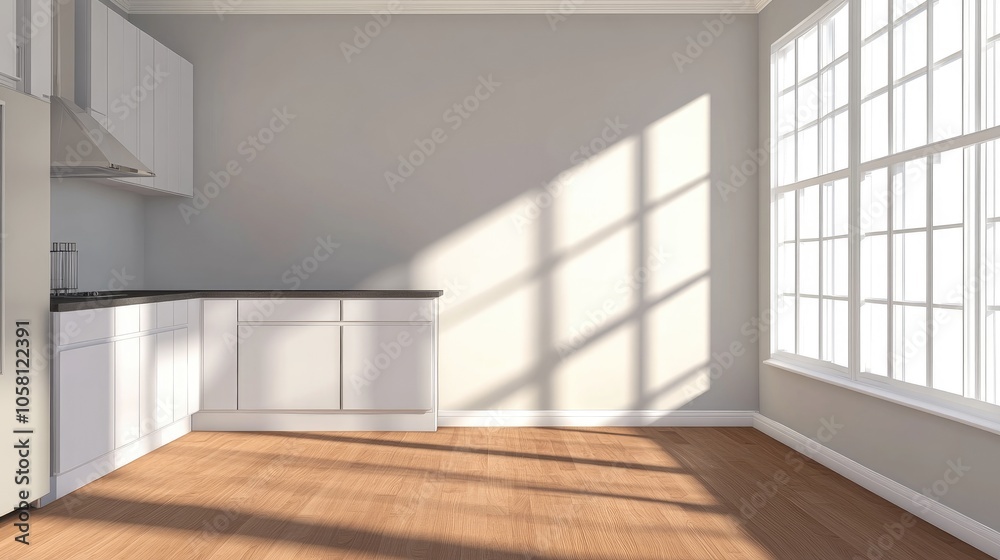 Obraz premium Sophisticated Empty Room with Kitchen Corner Light