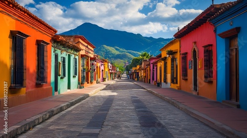 Fototapeta Naklejka Na Ścianę i Meble -  Beautiful streets and colorful facades of San Cristobal de las Casas in Chiapas, Mexico.