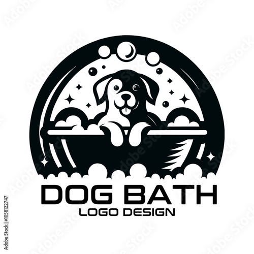 Dog Bath Vector Logo Design