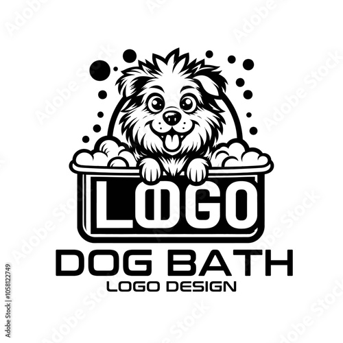 Dog Bath Vector Logo Design