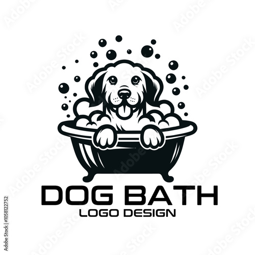 Dog Bath Vector Logo Design