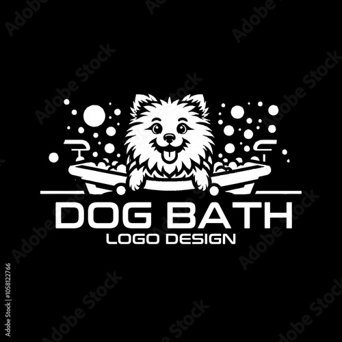 Dog Bath Vector Logo Design