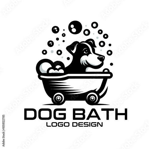 Dog Bath Vector Logo Design