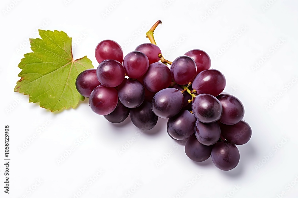 Fototapeta premium Grapes with leaf fruit isolated on white background