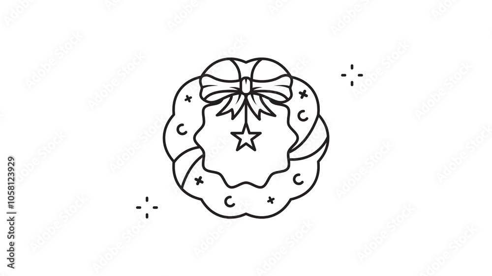 christmas wreath line art animation 2d video for celebration x mas , minimalist decoration winter icon animated footage motion graphic illustration design christmas wreath line art animation 2d video for celebration x mas , minimalist decoration winter icon animated footage motion graphic illustration design