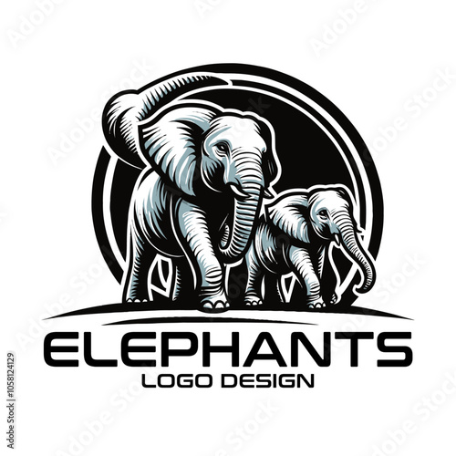 Elephants Vector Logo Design photo