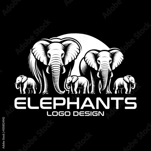 Elephants Vector Logo Design