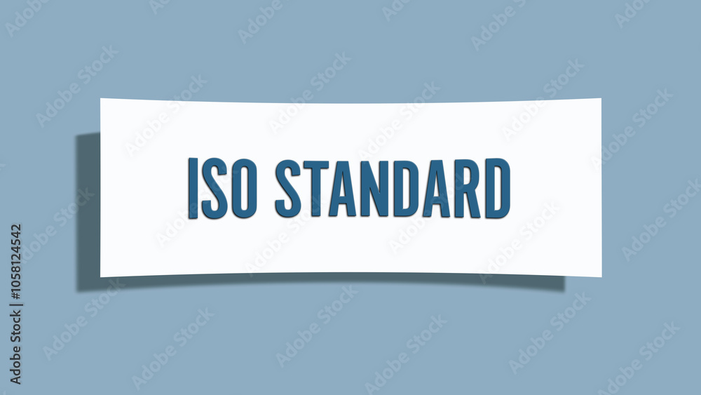 ISO Standard. A card isolated on blue background. ISO Standard. A card isolated on blue background.