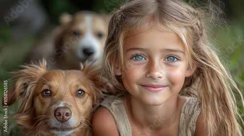 Children Enjoying Time with Their Dog in Backyard photo