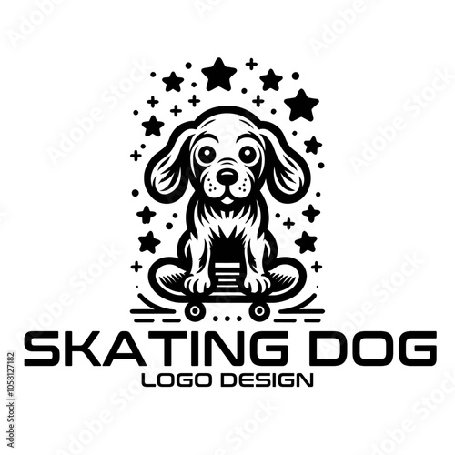 Skating Dog Vector Logo Design photo