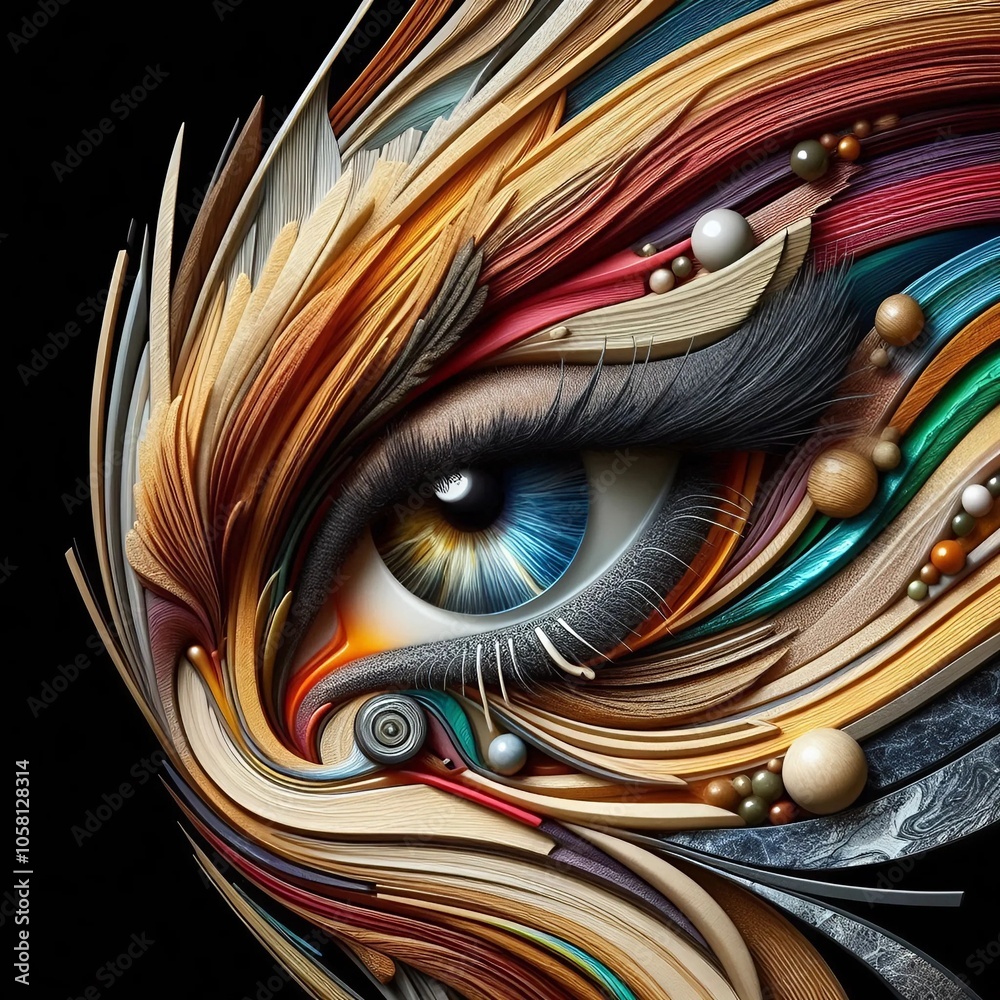 Tapestry of Hues: An Eye Amidst Woven Patterns Tapestry of Hues: An Eye Amidst Woven Patterns