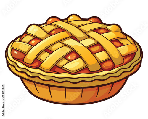 Apple Pie vector and illustration isolated on white background.