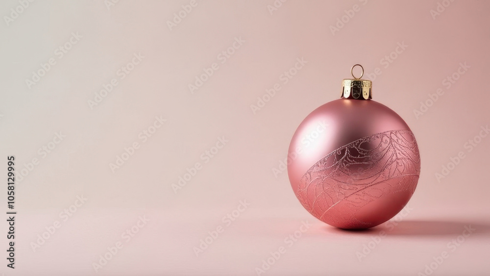 Pink Christmas ornament on pastel background with soft lighting Pink Christmas ornament on pastel background with soft lighting