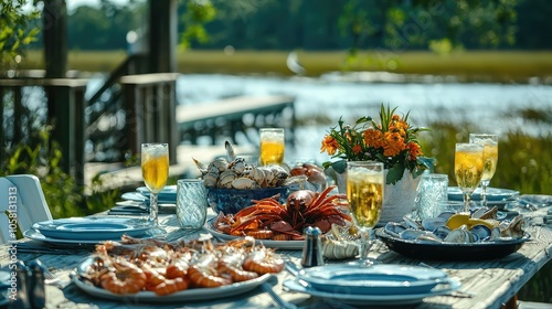 Serene Outdoor Seafood Dining Experience