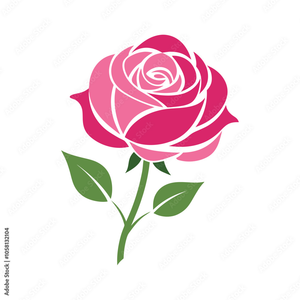 Pink Rose Vector Illustration: Soft, Elegant Bloom Isolated on White Background for Romantic and Delicate Floral Design Pink Rose Vector Illustration: Soft, Elegant Bloom Isolated on White Background for Romantic and Delicate Floral Design