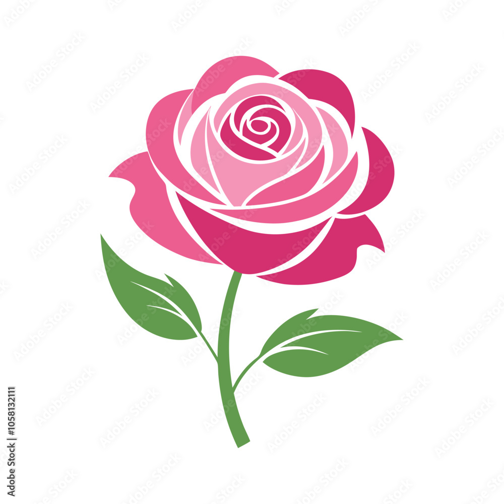 Pink Rose Vector Illustration: Soft, Elegant Bloom Isolated on White Background for Romantic and Delicate Floral Design Pink Rose Vector Illustration: Soft, Elegant Bloom Isolated on White Background for Romantic and Delicate Floral Design