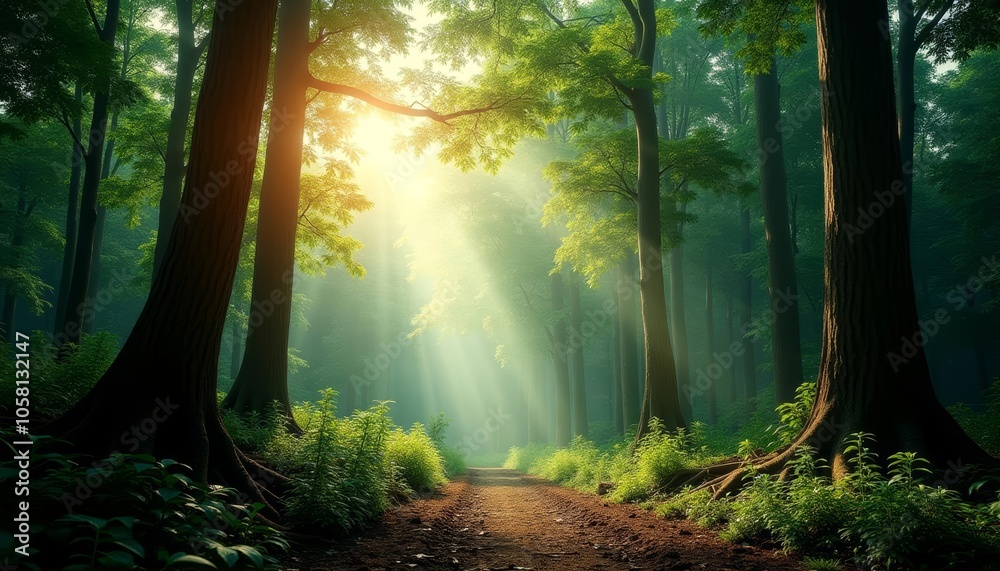 Fototapeta premium Enchanted Forest Pathway A Journey Through Natures Heart
