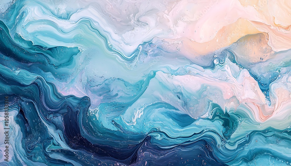 Gentle waves of pastel colors in fluid art, creating a calming and serene abstract artwork. Gentle waves of pastel colors in fluid art, creating a calming and serene abstract artwork.