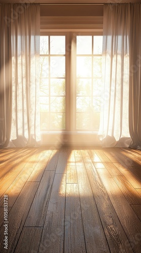 Serene Sunlit Room with Soft Sunlight and Calm Atmosphere