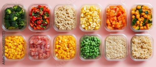 Wallpaper Mural Four-week healthy meal prep with fresh vegetables and grains for optimal nutrition and flavor Torontodigital.ca