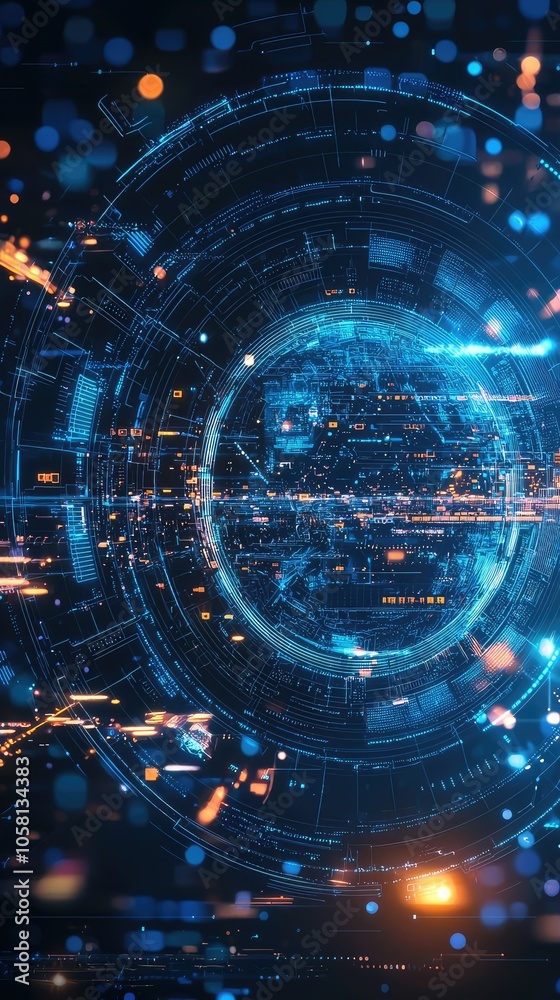 Vibrant Technology Background with Digital Landscape Vibrant Technology Background with Digital Landscape