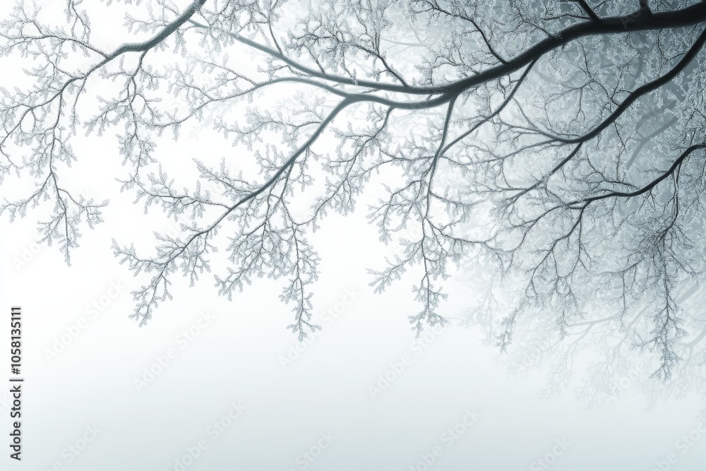 Fototapeta premium Black and white branches against a snowy sky evoking quiet winter beauty ideal for seasonal decor nature inspired art or minimalist backgrounds