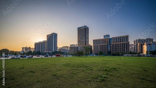 Modern Cityscape at Sunset