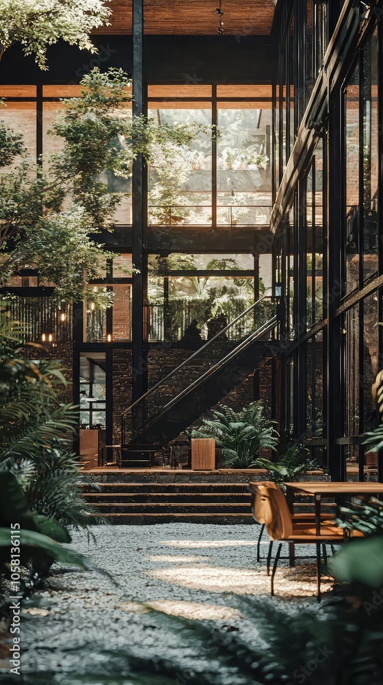 Modern Indoor Office with Elegant Greenery