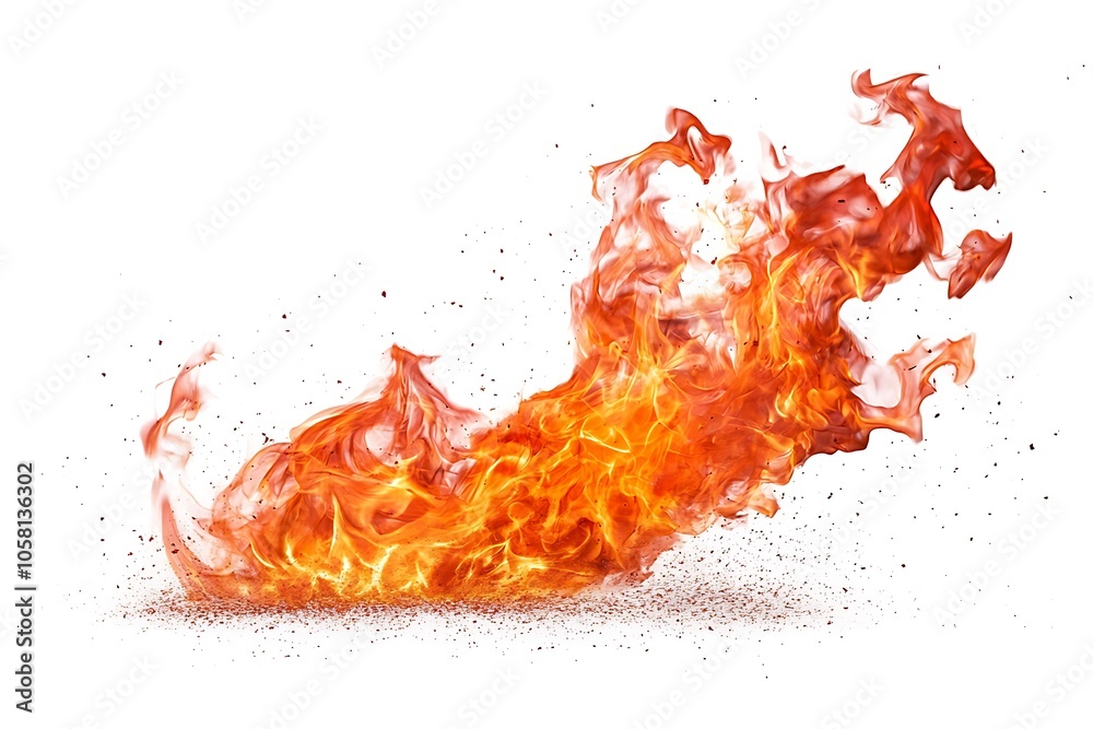 Red hot fire isolated on white background Red hot fire isolated on white background