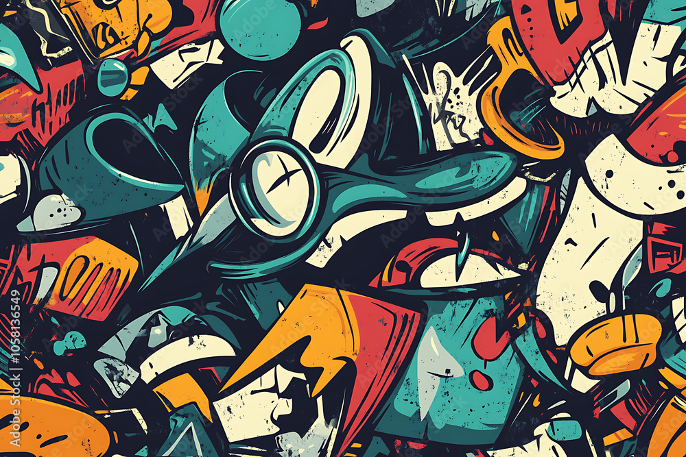 Obraz premium Graffiti Characters Seamless Pattern illustration