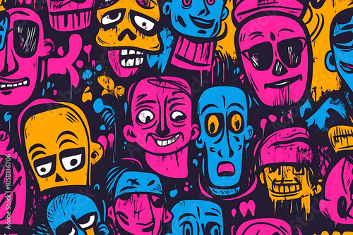 Graffiti Characters Seamless Pattern illustration