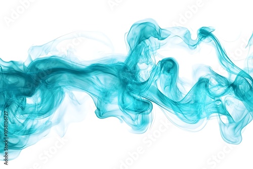 Turquoise flame fire isolated on white background