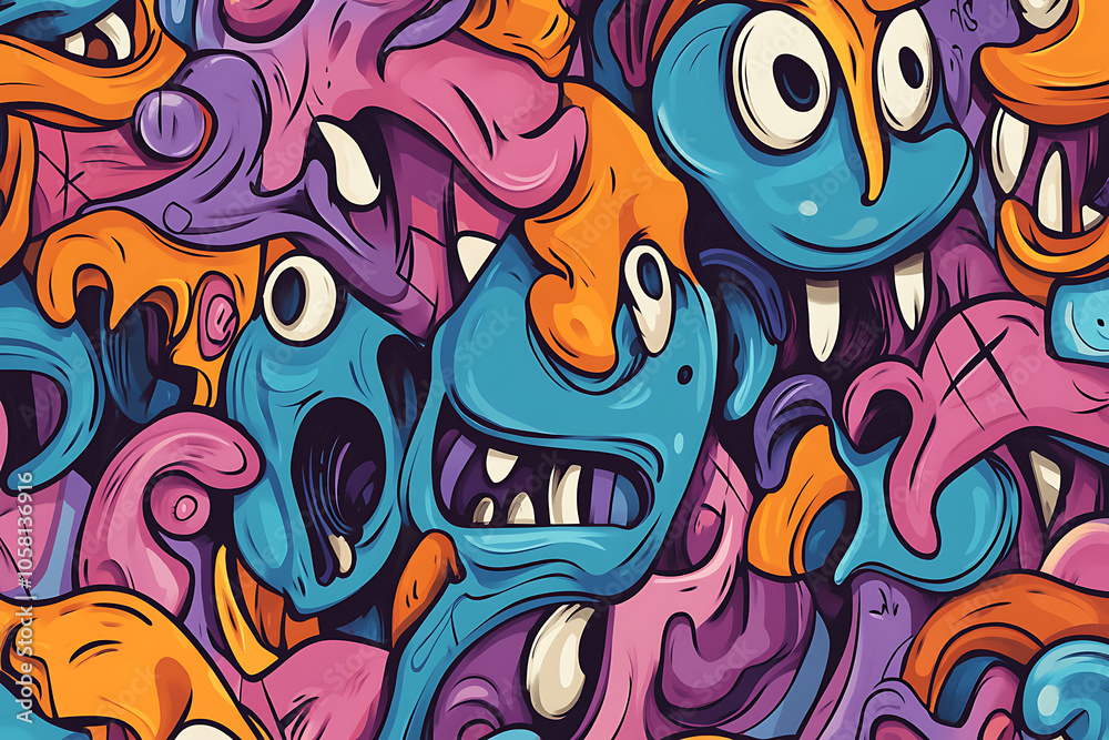 Graffiti Characters Seamless Pattern illustration Graffiti Characters Seamless Pattern illustration