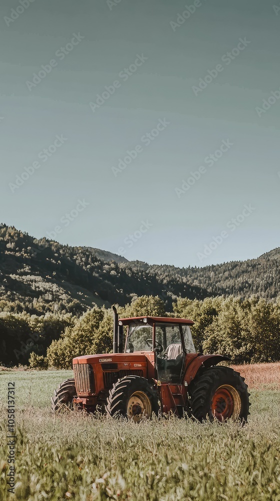 Obraz premium Vintage Tractor in Serene Landscape