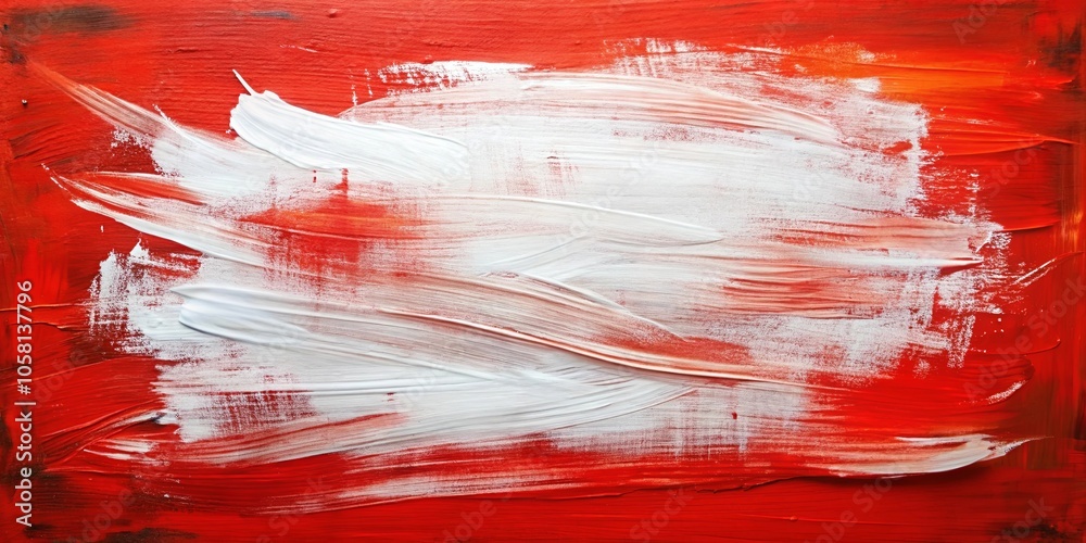 Abstract Red and White Swirls of Paint on Canvas Abstract Red and White Swirls of Paint on Canvas