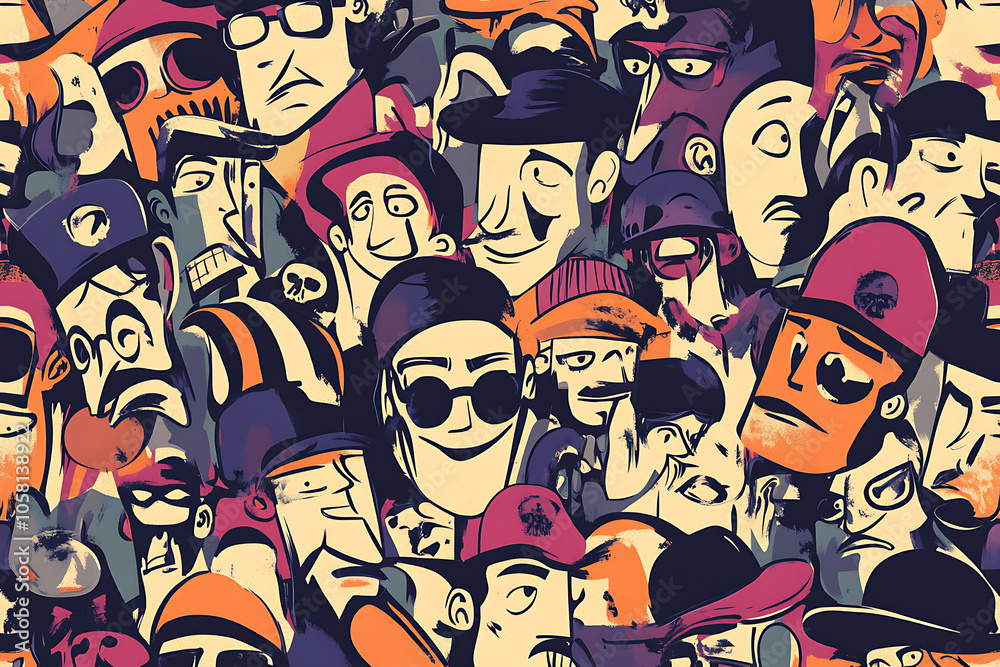 Graffiti Characters Seamless Pattern illustration Graffiti Characters Seamless Pattern illustration