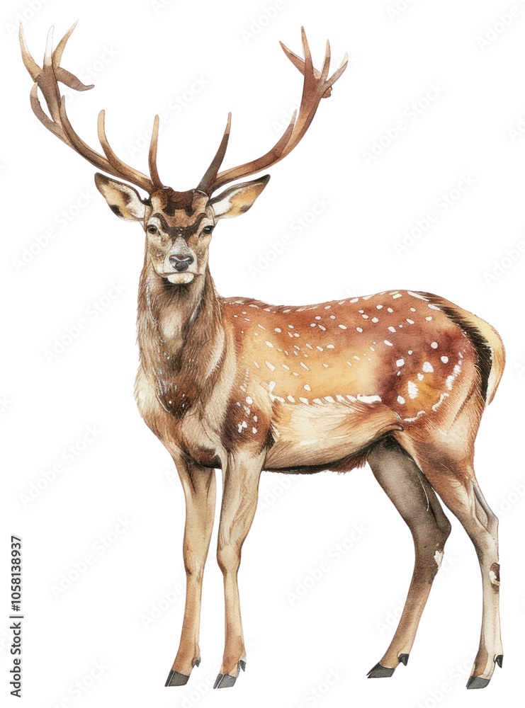 PNG A deer illustration realistic wildlife. PNG A deer illustration realistic wildlife.