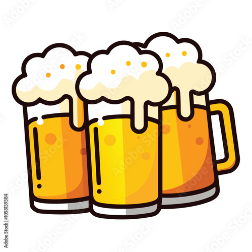 Beer mug with foam vector illustration.