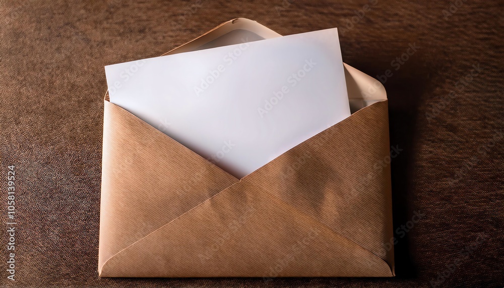 A closed brown envelope contains a blank sheet of paper, resting on a textured brown surface, evoking a sense of anticipation and privacy. A closed brown envelope contains a blank sheet of paper, resting on a textured brown surface, evoking a sense of anticipation and privacy.